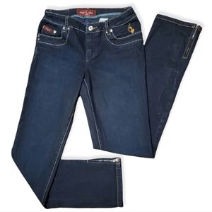 💥Baby Phat💙skinny leg with zipper ankle, dark rinse denim jeans, size 5